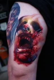 monster face horror color Tattoo pattern