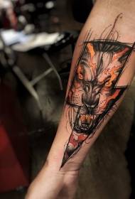 arm Lightning color demon lion face tattoo pattern