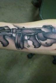 Arm swart geweer Tattoo patroon  109521 @ swartgrys styl moderne stads trein arm tatoeëerpatroon