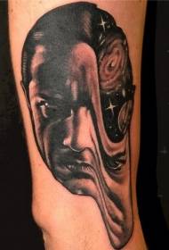 Surrealisme Styl Kleurryk gesicht Twisted Starry Tattoo Patroon