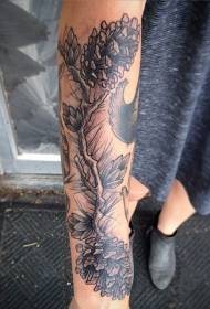 arm old school black pine and pine cone tattoo pattern
