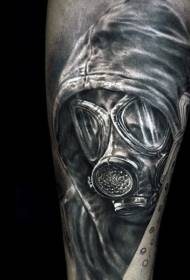 echt realistisch zwart-wit stijl mannelijk gasmasker tattoo patroon 109540 - arm cool zwart grijs stijl schedel met revolver tattoo patroon