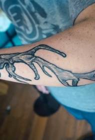 Ankle black antler tattoo pattern