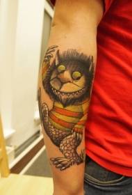 Padrão de tatuagem de braço engraçado colorido monstro bonito