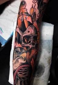 incrível cor crânio e águia tatuagem padrão