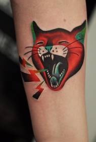 kolorowy kreskówka krzyczy tatuaż wzór kotka