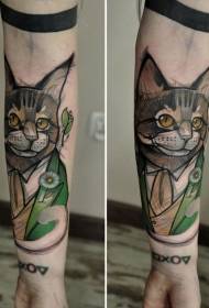 jib color funny Cartoon suit cat tattoo pattern