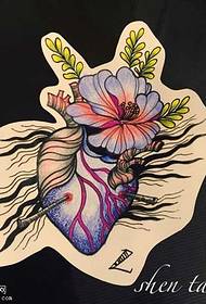 manuscript heart tattoo pattern