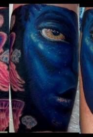 Portreti me ngjyra qesharake Avatar me modelin e tatuazhit të kandil deti
