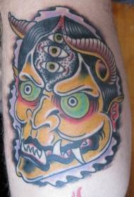 Japanese demon tattoo pattern with many eyes