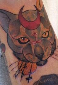 farve kat og måne totem tatoveringsmønster