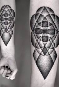 Arm musta pistemääräinen pyöreä geometrinen tatuointikuvio