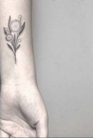 girl Wrist small fresh black floral tattoo pattern