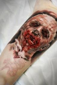 inner arm color horror style disgusting bloody face tattoo pattern