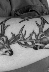 jib-real style black fight deer tattoo pattern