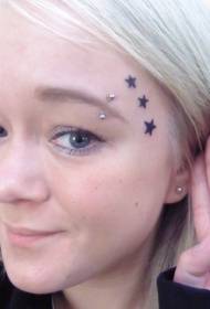 Τρία χαριτωμένα μαύρα αστέρια τατουάζ μοτίβα προσώπου