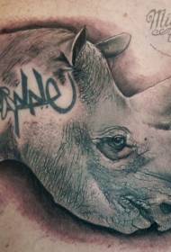 realistik rhinoceros avatar corak tatu Bahasa Inggeris