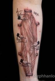 rameno čierne sivé štýle ľudského svalu a ruky list tetovanie vzor