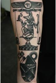 black Anubis Egyptian pyramid tattoo pattern