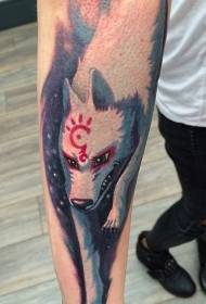 kar színes rajzfilm fehér farkas és a piros rejtély szimbólum tetoválás minta