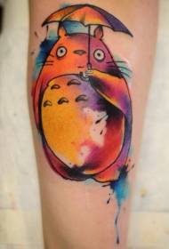 model de tatuaj chinchillas desen animat drăguț de acuarelă de culoare