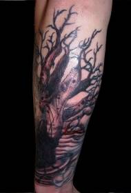 misterioso patrón de tatuaje de brazo de árbol monstruo