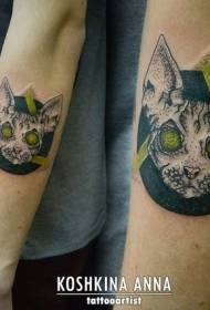 малка ръка впечатляващ модел татуировка на дяволска котка