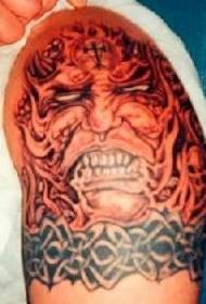 Grande brutto modello di tatuaggio mostro dalla faccia rossa