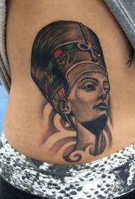 腰部埃及女性肖像彩色紋身圖案