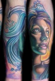 színes rajzfilm fantasy nő kar tetoválás minta