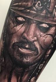Negro Gris Devil Jacks Polo Retrato Brazo Tatuaje Patrón
