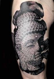 Kreativan ličnost u crnom stilu, kao što je Buddha avatar tetovaža