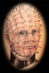 Patrón de tatuaje de cabeza do diaño cunha agulla 111226 - patrón de tatuaje de cara de fantasma vermello