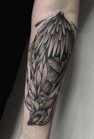 small arm black line prick feather combination of small fish tattoo pattern