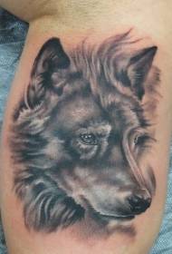 realistic gray wolf avatar tattoo pattern
