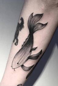 arm gamla skolan svart vacker fisk tatuering mönster