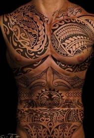 abdominal chest Polynesian totem tattoo patterns
