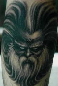 Patrón de tatuaje de cara malvada escandinava