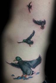 color waist animal flying duck tattoo pattern