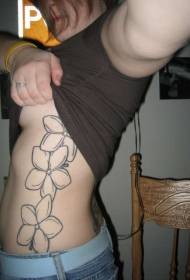 cintura femenina tatuatge de silueta de flor d’hibisc simple