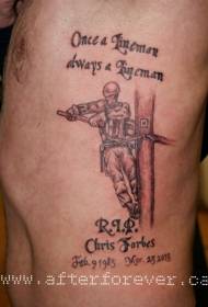 waist side brown simple old style style soldier tattoo