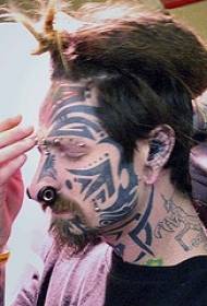 Men's face tribal style tattoo pattern