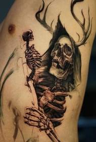 side ribs amazing illustration wind stag antler tattoo pattern