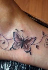 Baby vlinder en wijnstok tattoo patroon