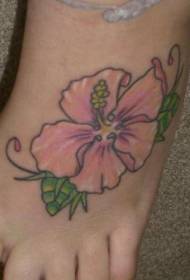 instep pink hibiscus tattoo pattern