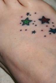 Instep Faarf Pentagram mat Punkt Tattoo Muster