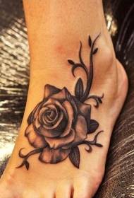 Γκρι τριαντάφυλλο μοτίβο τατουάζ στο Instep