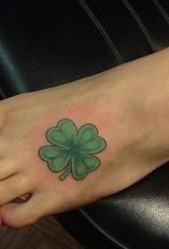 Female Instep Color Clover Tattoo Pattern