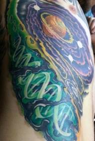 struk crtani svemirski planet sa uzorkom tetovaže DNK simbola