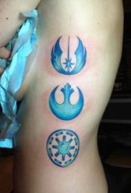 sidoribb enkla blå olika star wars logotyp tatuering